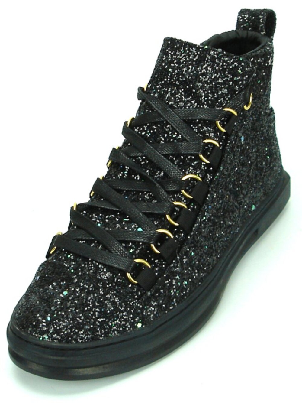 FI-2174-2 Black Glitter Casual High Top Sneaker Boot Fiesso by Aurelio Garcia